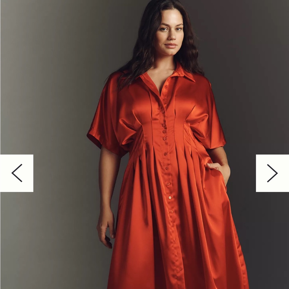 Elegant Satin Midi Dress in Burnt Orange